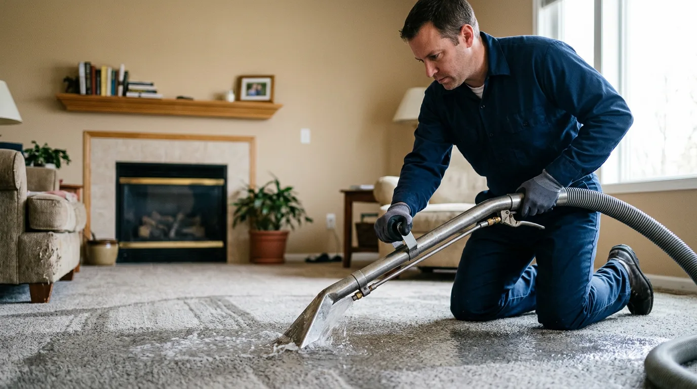 Water damage restoration technician working near Roy, WA